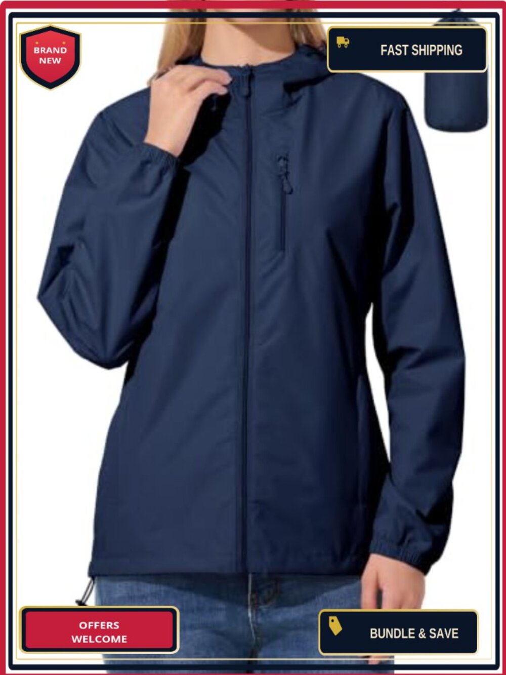 Women's Waterproof Rain Jacket Ultra-Light Packable Cycling Windbreaker